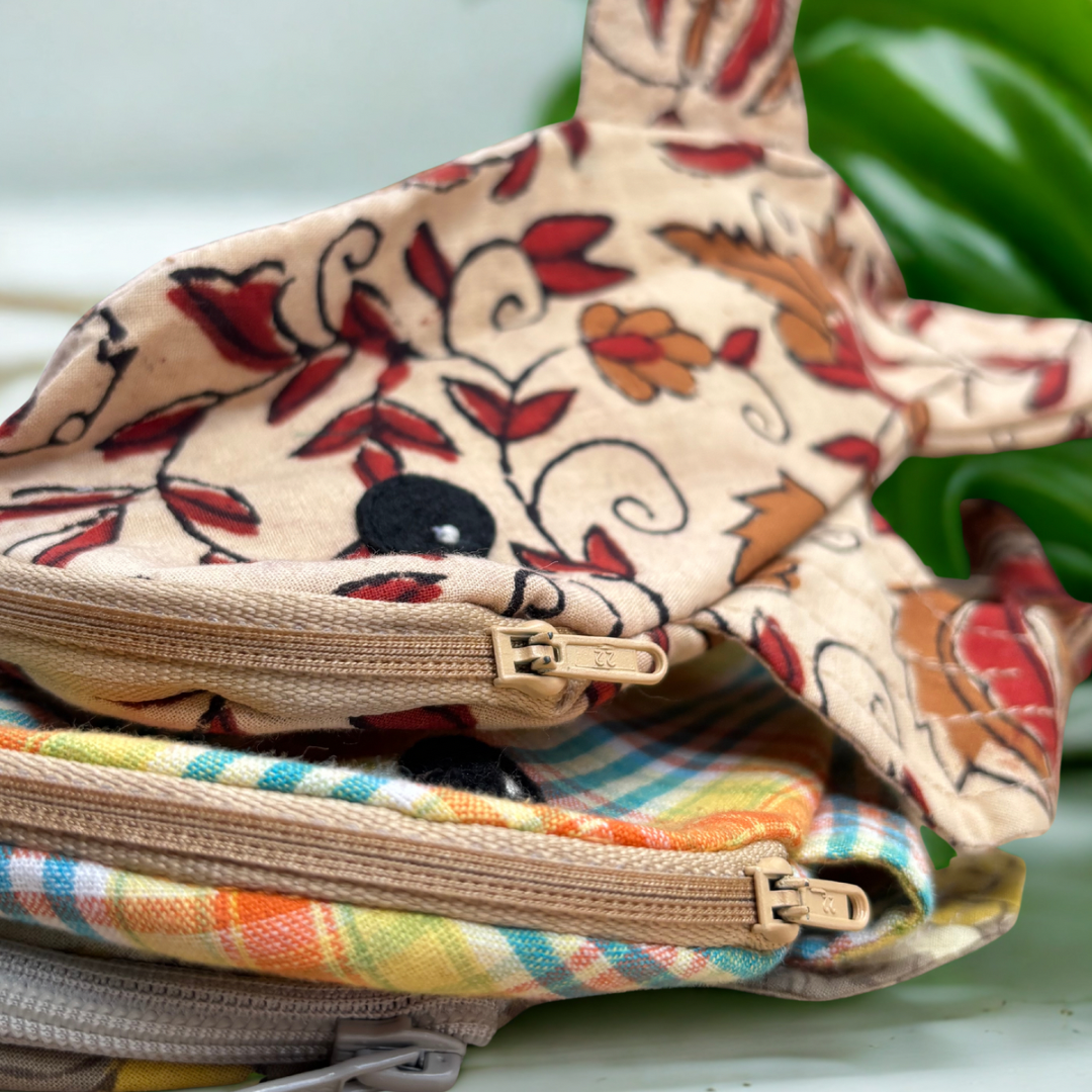 Upcycled Wrist Bags with Detachable String | 3 Designs – Heart, Fish & Mouse