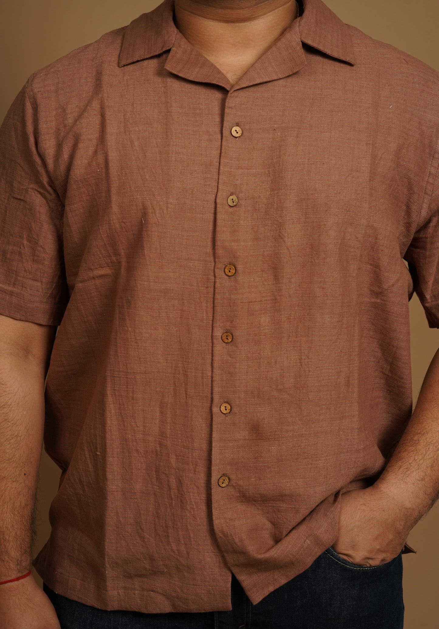 Red Sand Notched Shirt - Handwoven