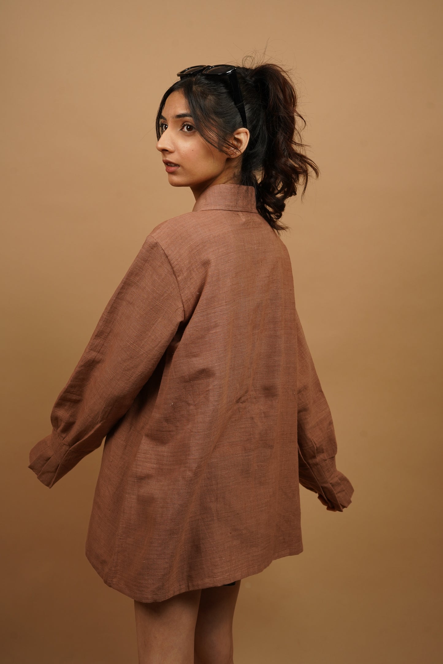 Red Sand Handwoven Asymmetry Shirt