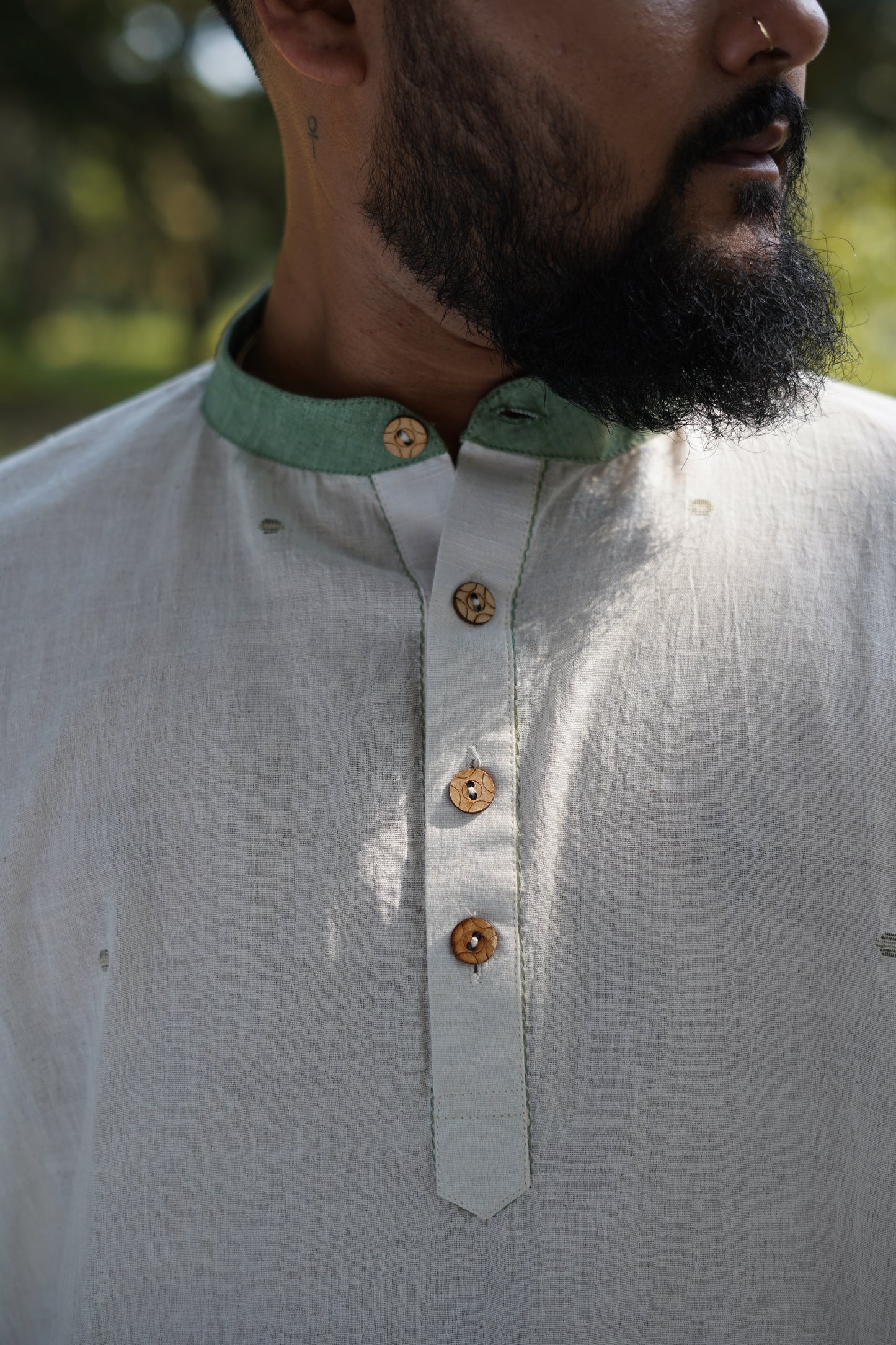 Cocoon Jamdani Short Kurta - Off White Handwoven