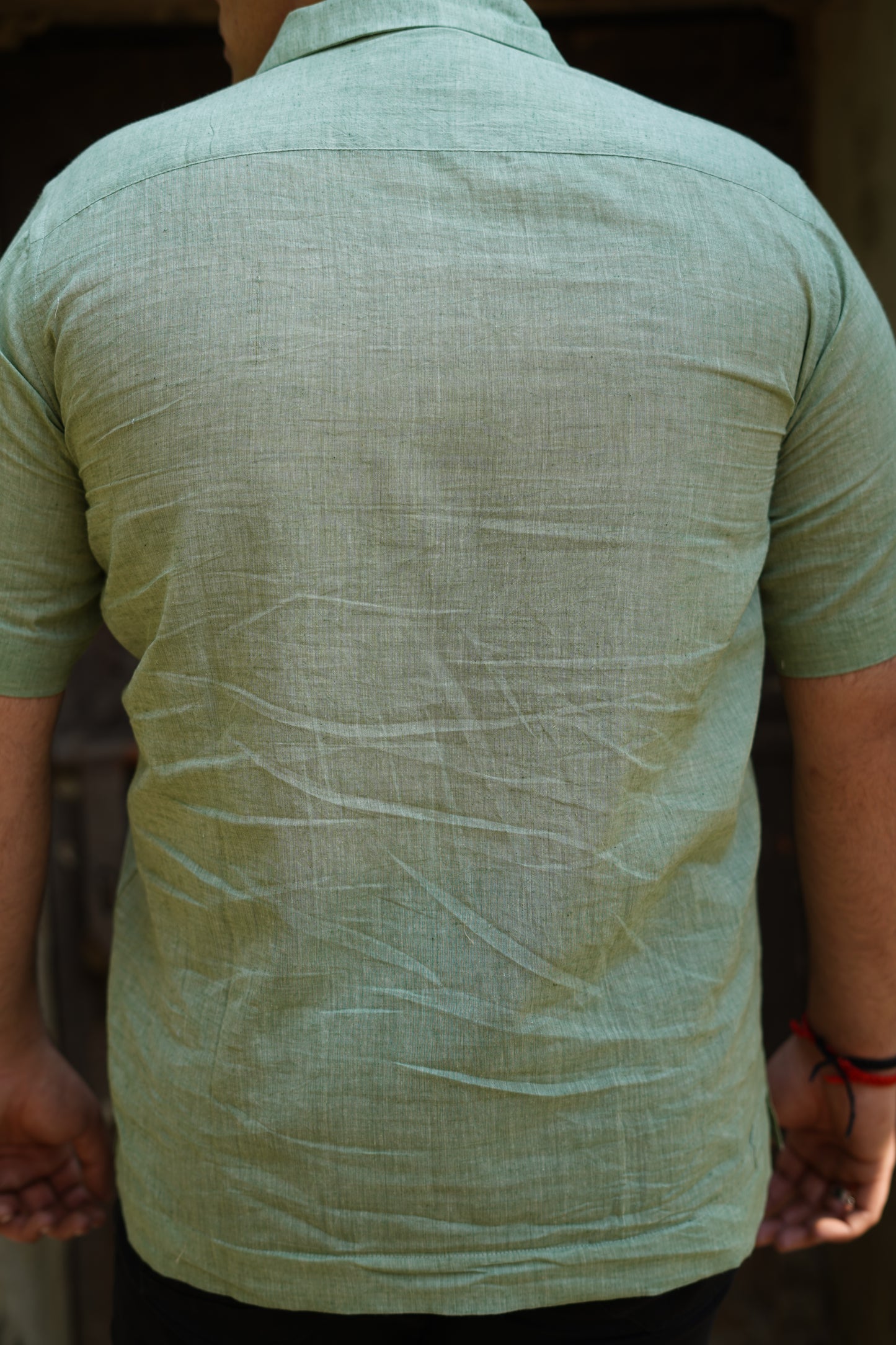 Green Handwoven Cotton Shirt - Cuban Collar