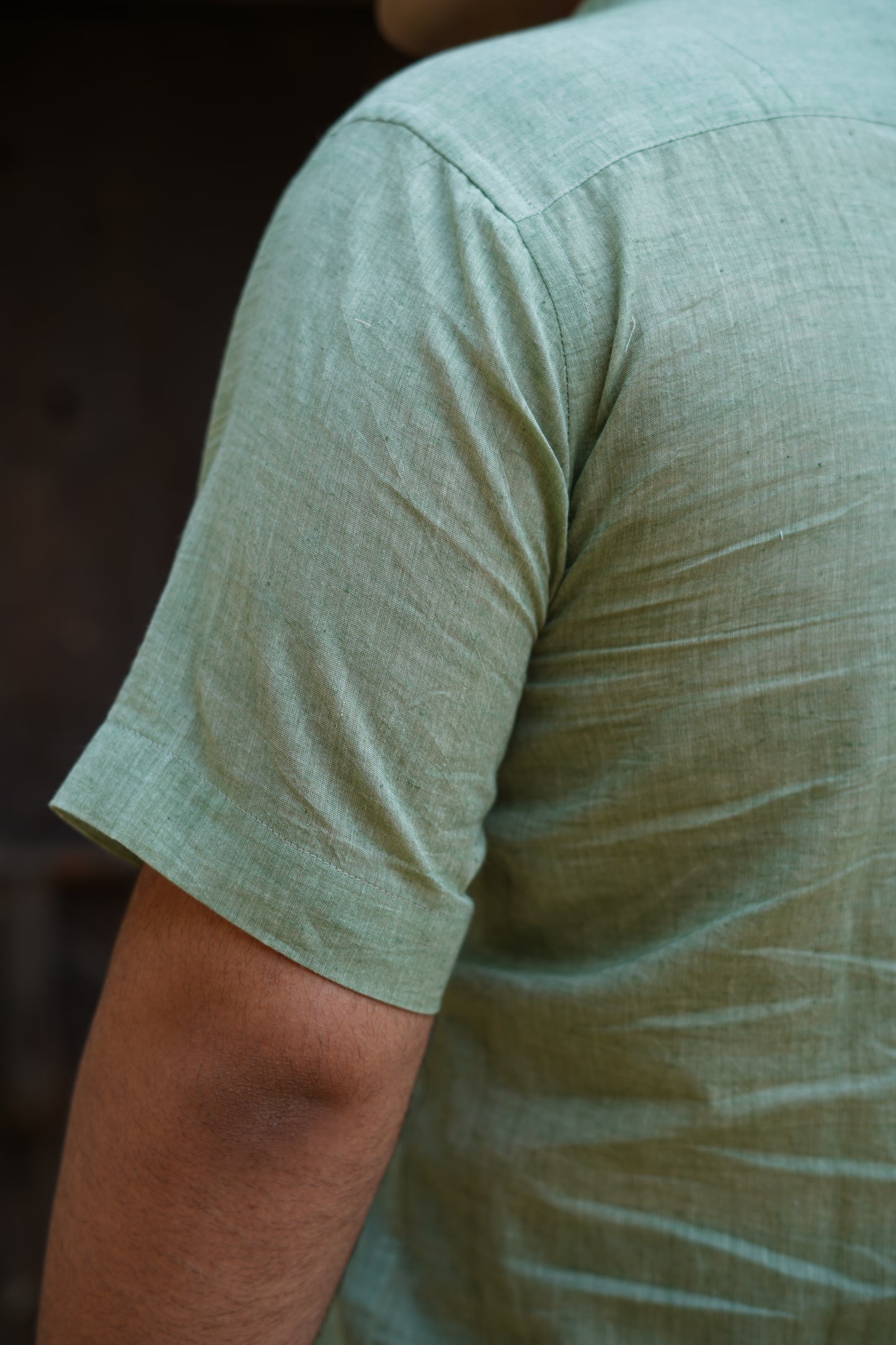 Green Handwoven Cotton Shirt - Cuban Collar