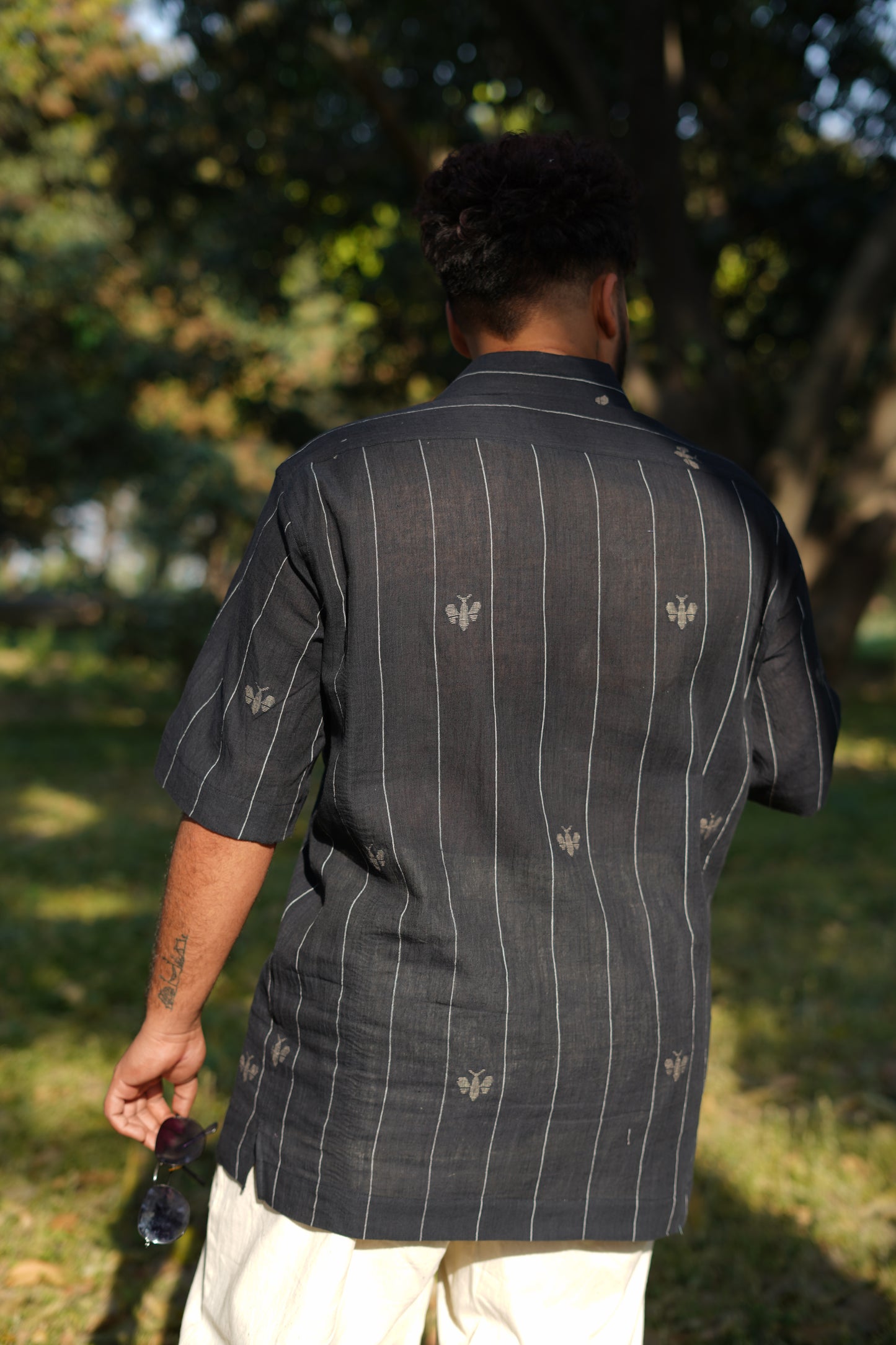 Black Jamdani Woven Men Shirt