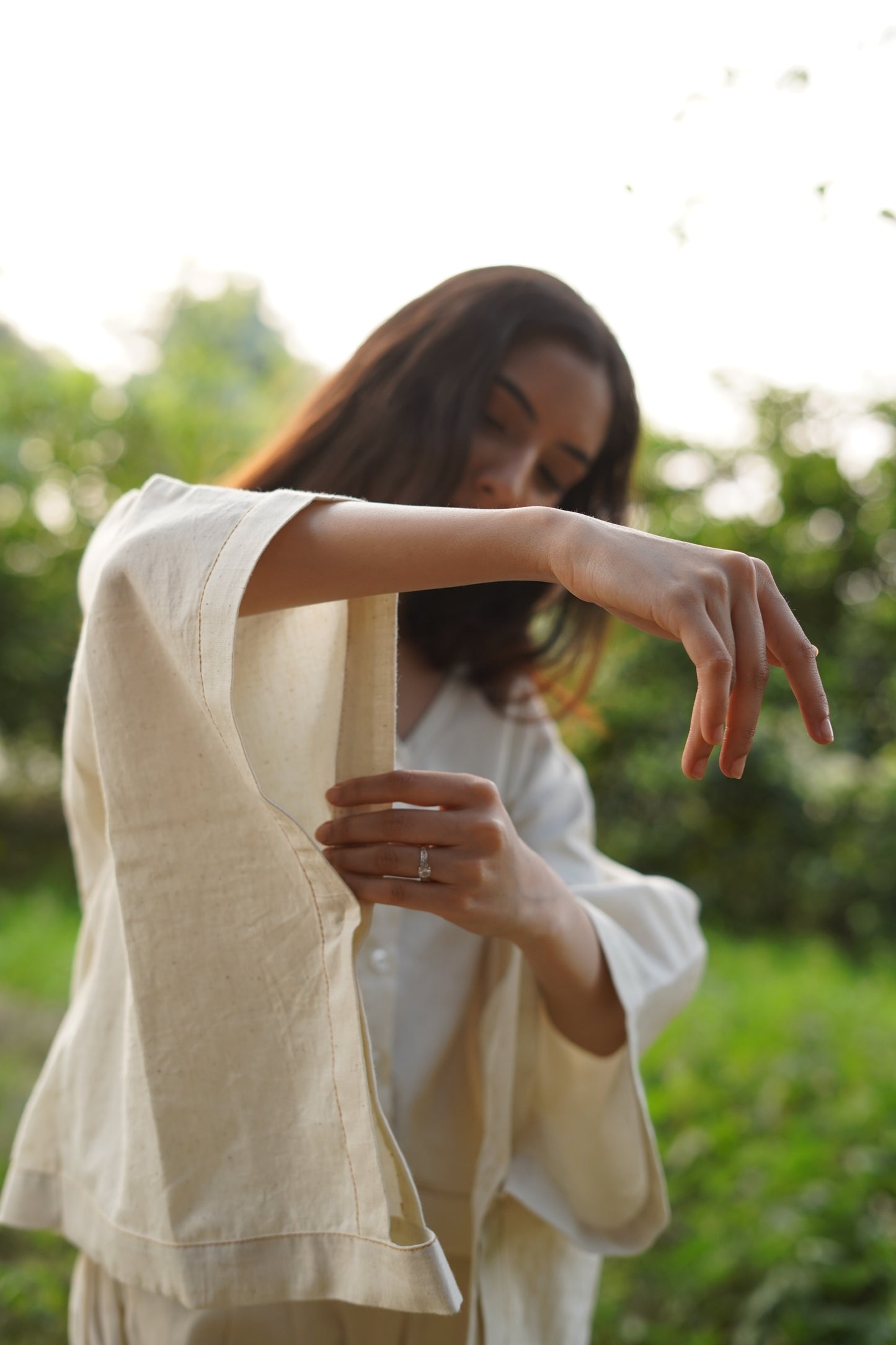 Kora Natural Khadi Kaftan Top - Handwoven & Handspun
