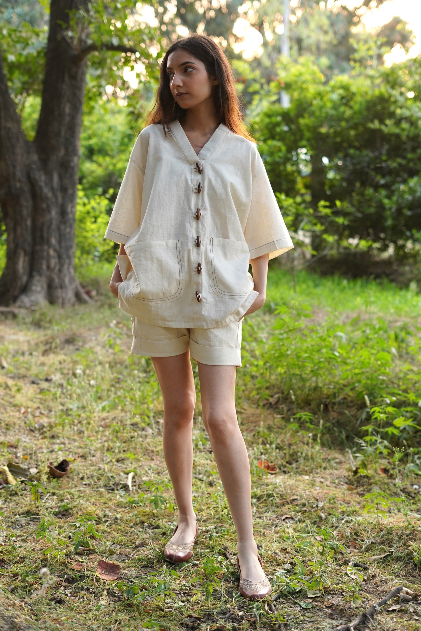 Kora Khadi Shirt Top Cord set - Handspun