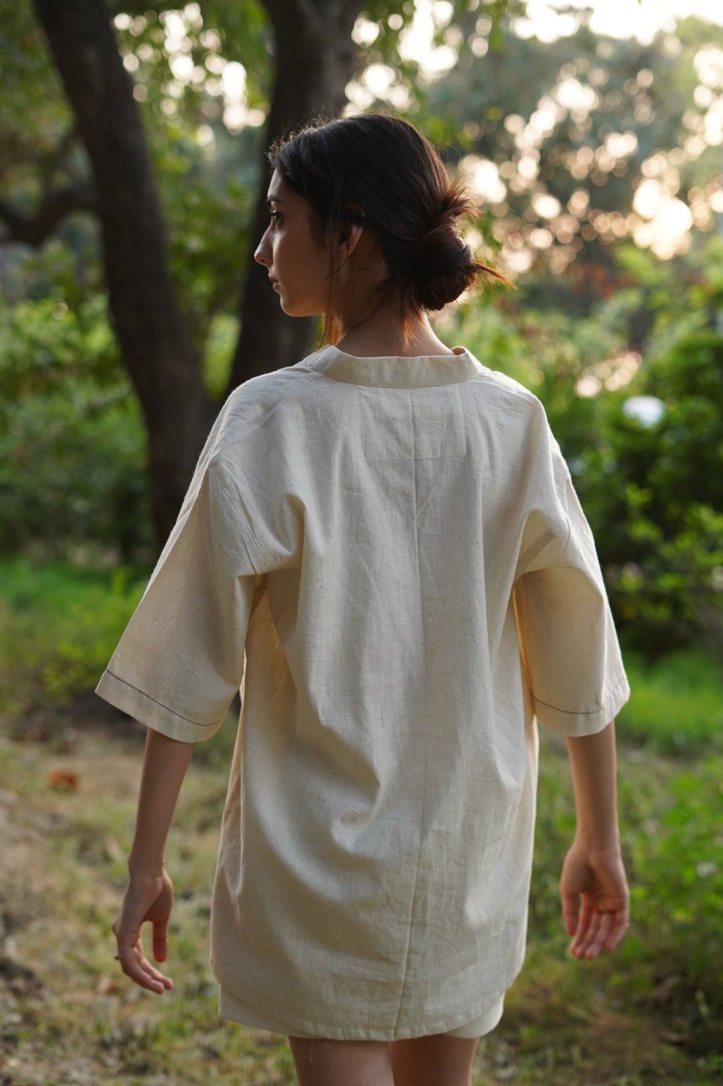 Kora Handspun Khadi V-Neck Shirt Style Top