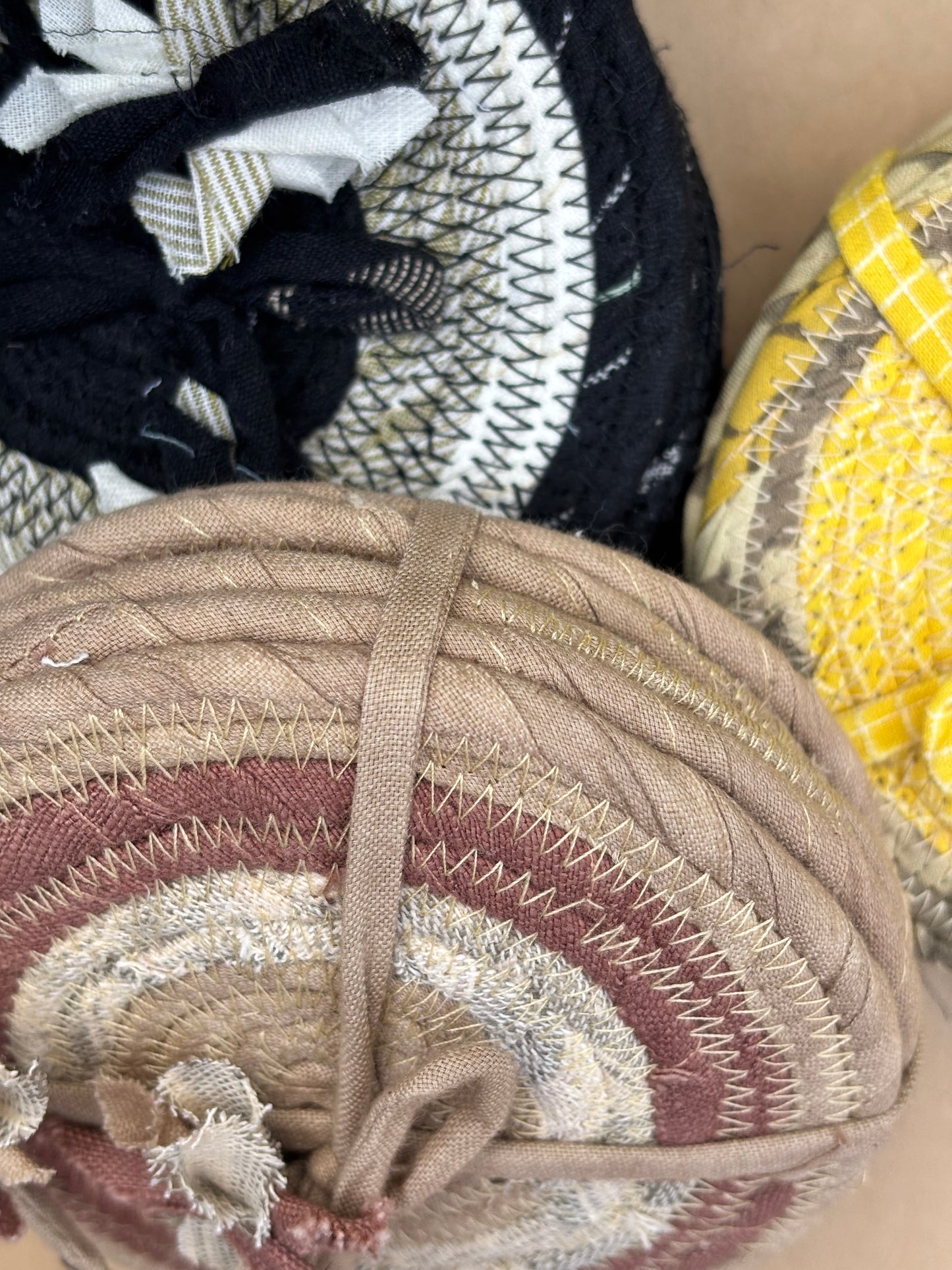 Upcycled Coasters Set of 6 pieces | Zero Waste Table Accessories from Fabric Scraps