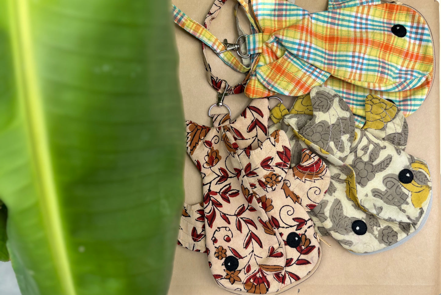 Upcycled Wrist Bags with Detachable String | 3 Designs – Heart, Fish & Mouse