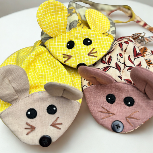 Upcycled Wrist Bags with Detachable String | 3 Designs – Heart, Fish & Mouse