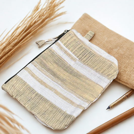 Beige Zero Waste Pouche | Sustainable Cotton Travel Pouch/Organizer