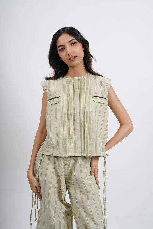 Side Dori Crop Handwoven Cotton Top