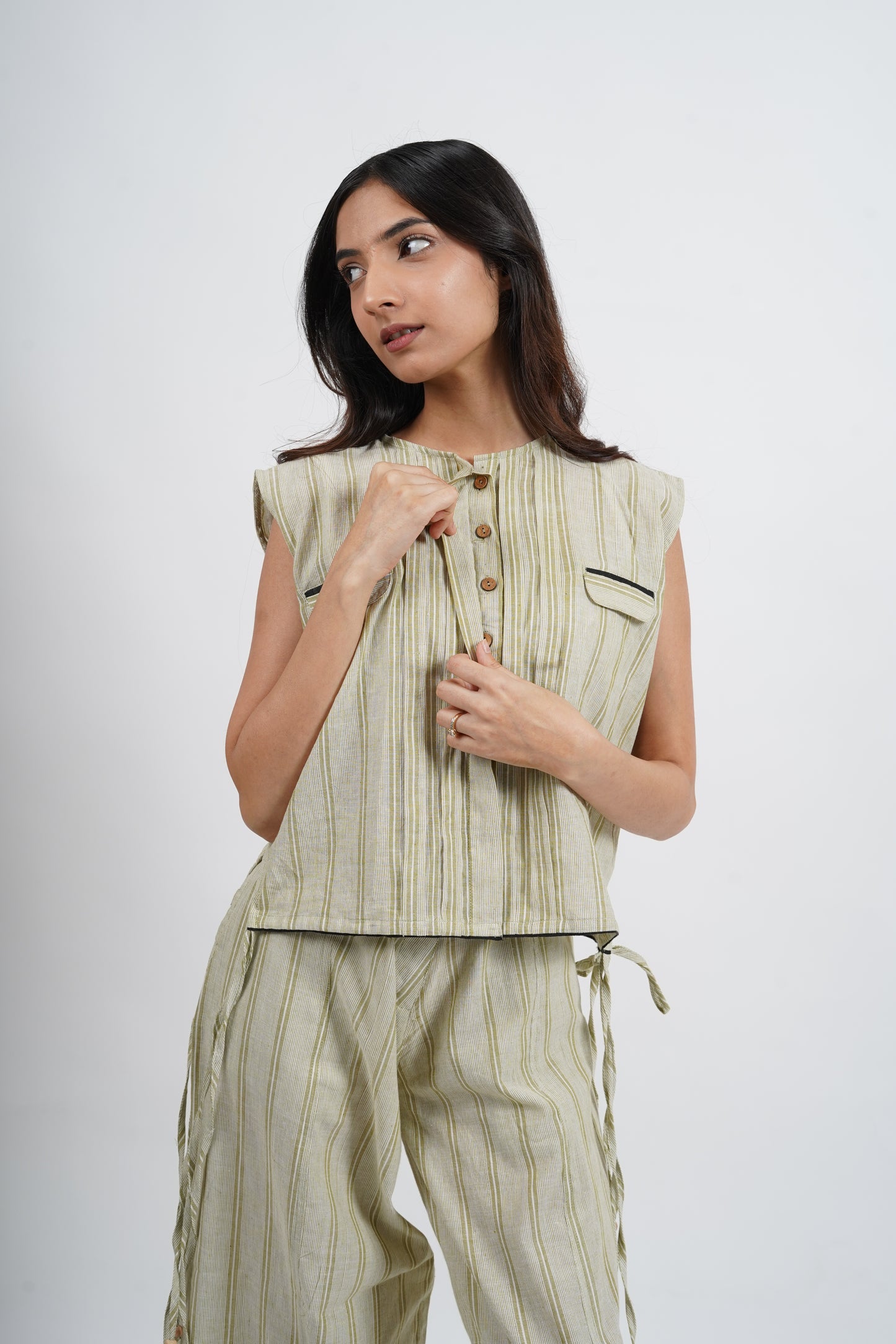 Side Dori Crop Handwoven Cotton Top