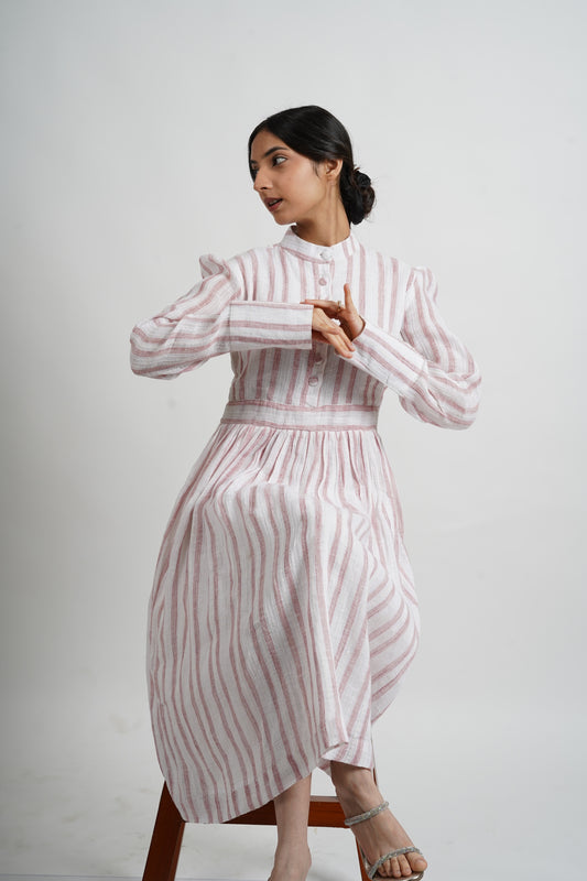 Pink Stripes Handwoven Cotton Dress