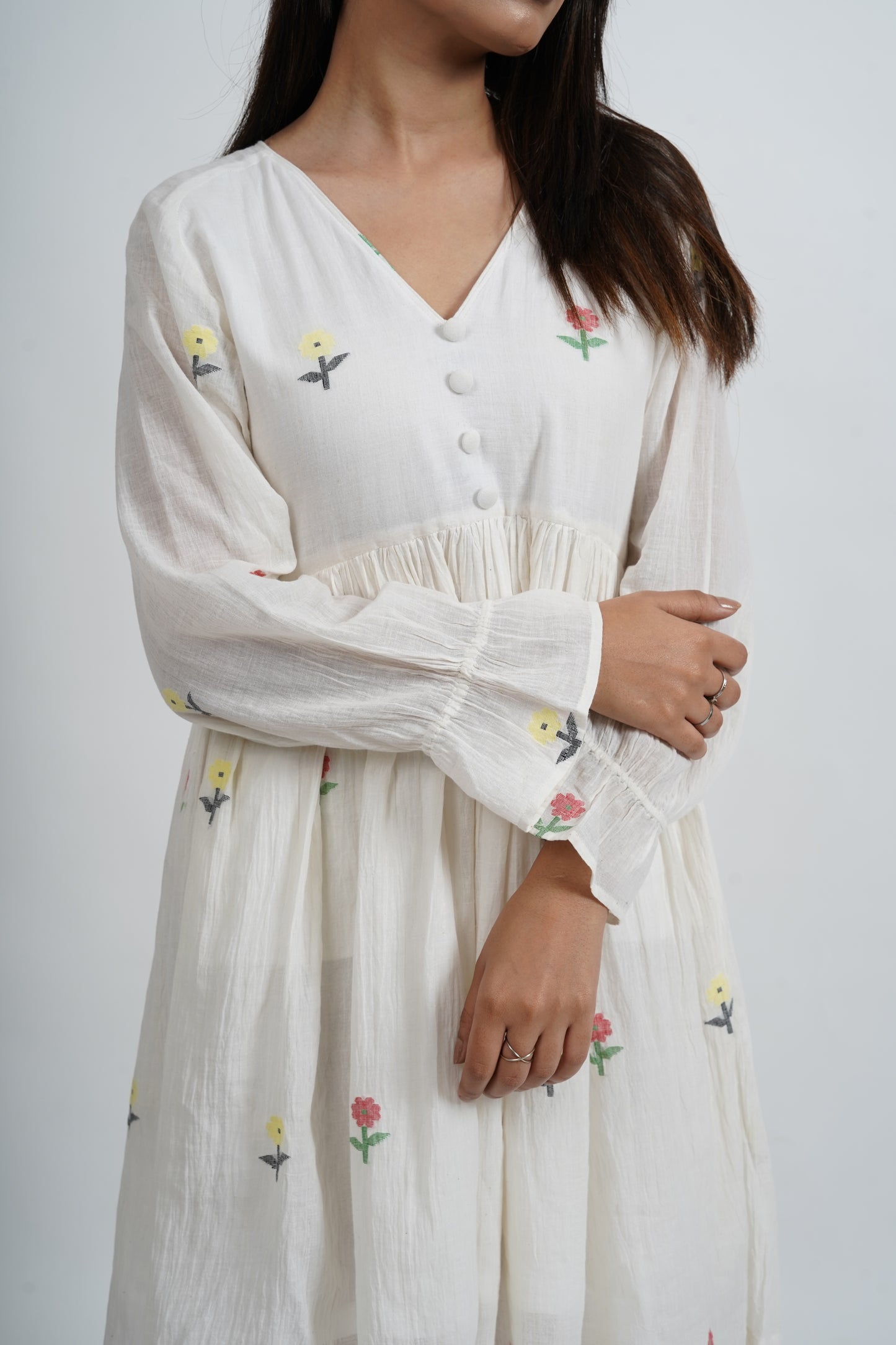 Floral Handwoven Buti Jamdani Dress