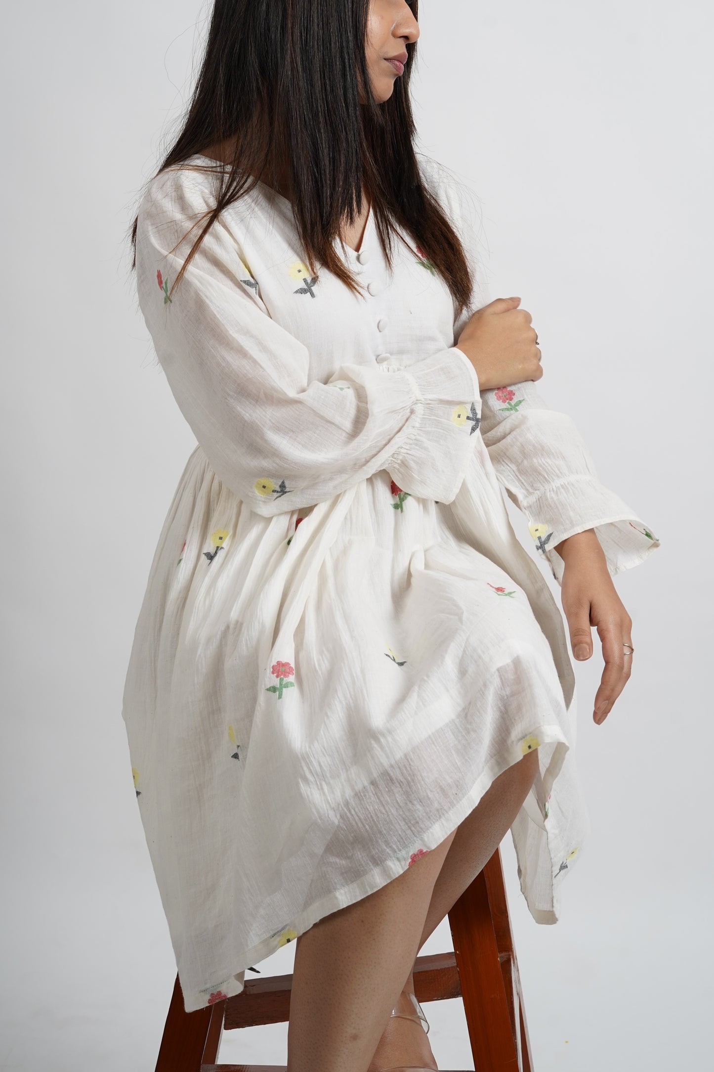 Floral Handwoven Buti Jamdani Dress