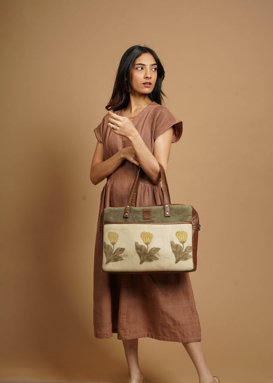 Red Sand Pintucks Handwoven Dress