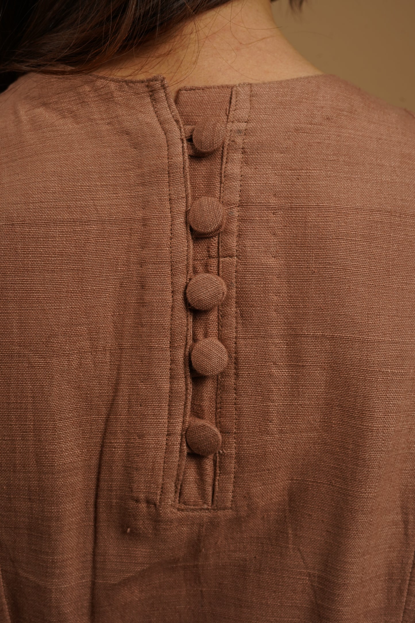 Red Sand Pintucks Handwoven Dress