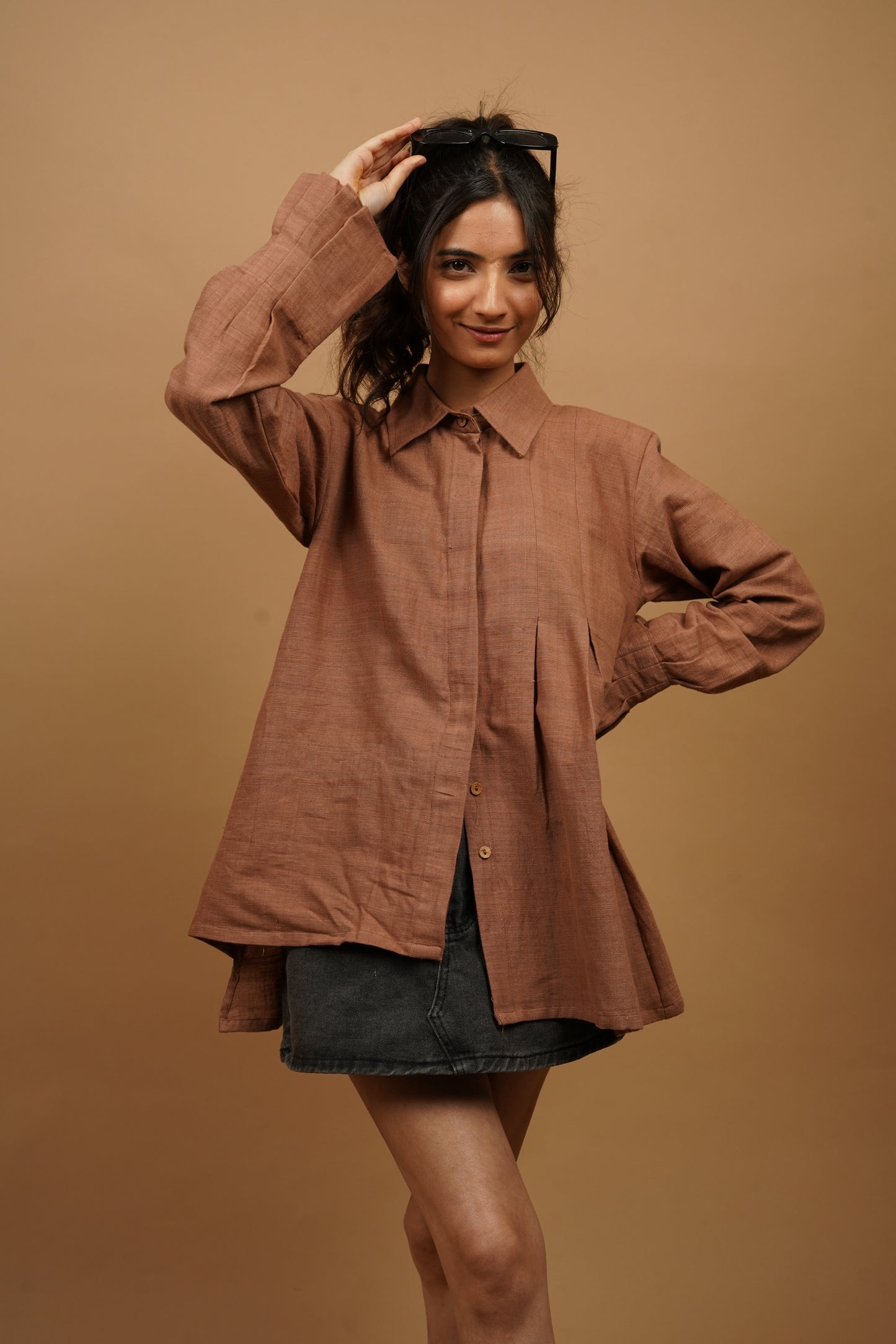 Red Sand Handwoven Asymmetry Shirt