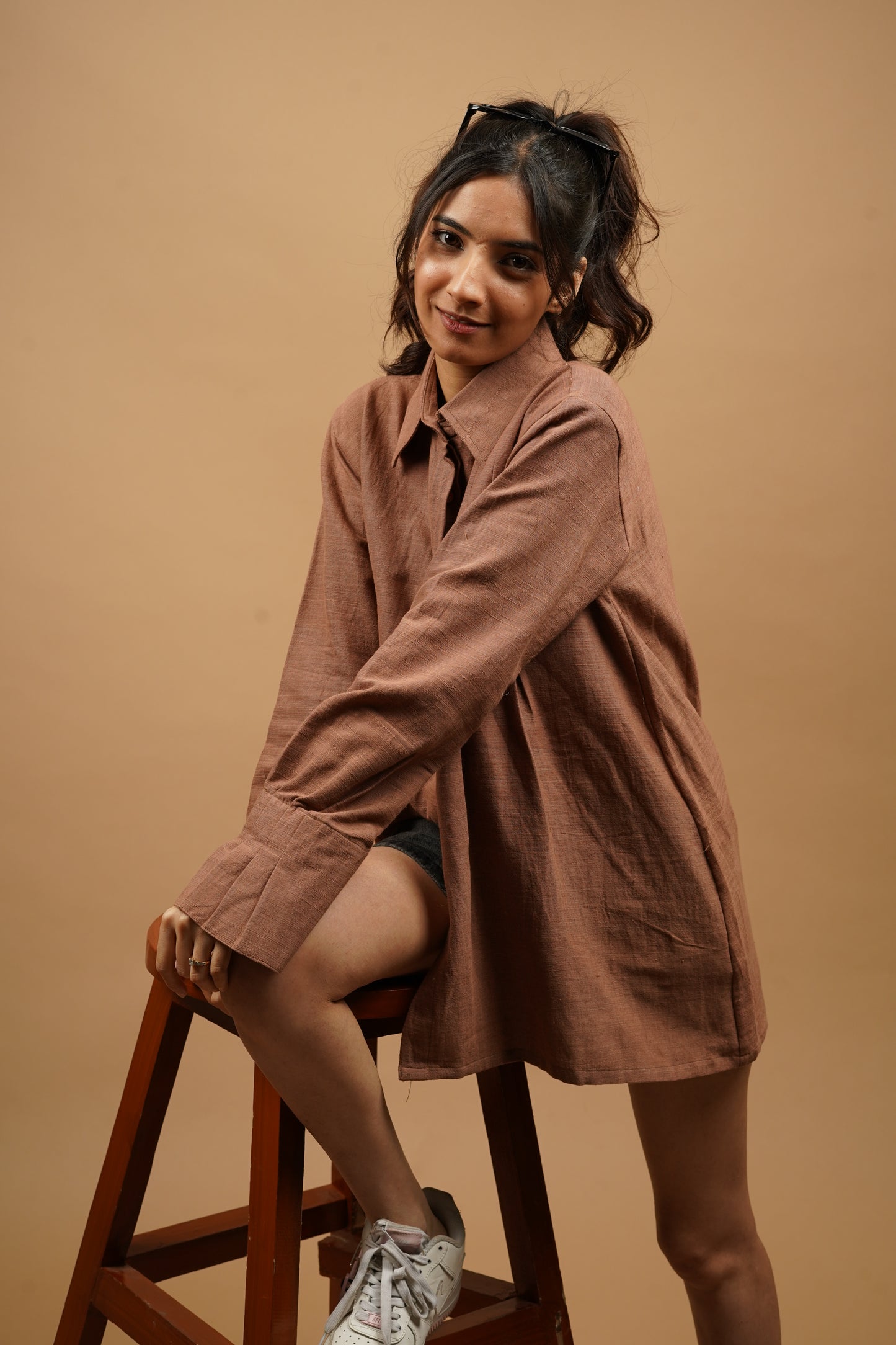 Red Sand Handwoven Asymmetry Shirt