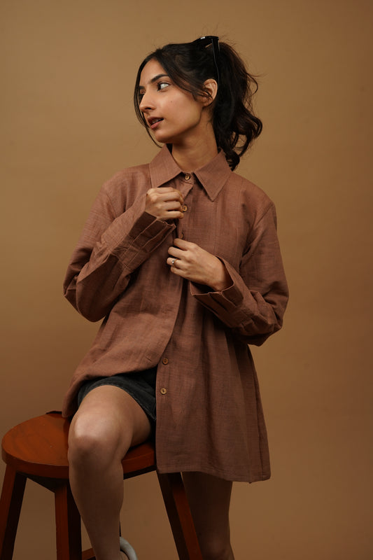 Red Sand Handwoven Asymmetry Shirt