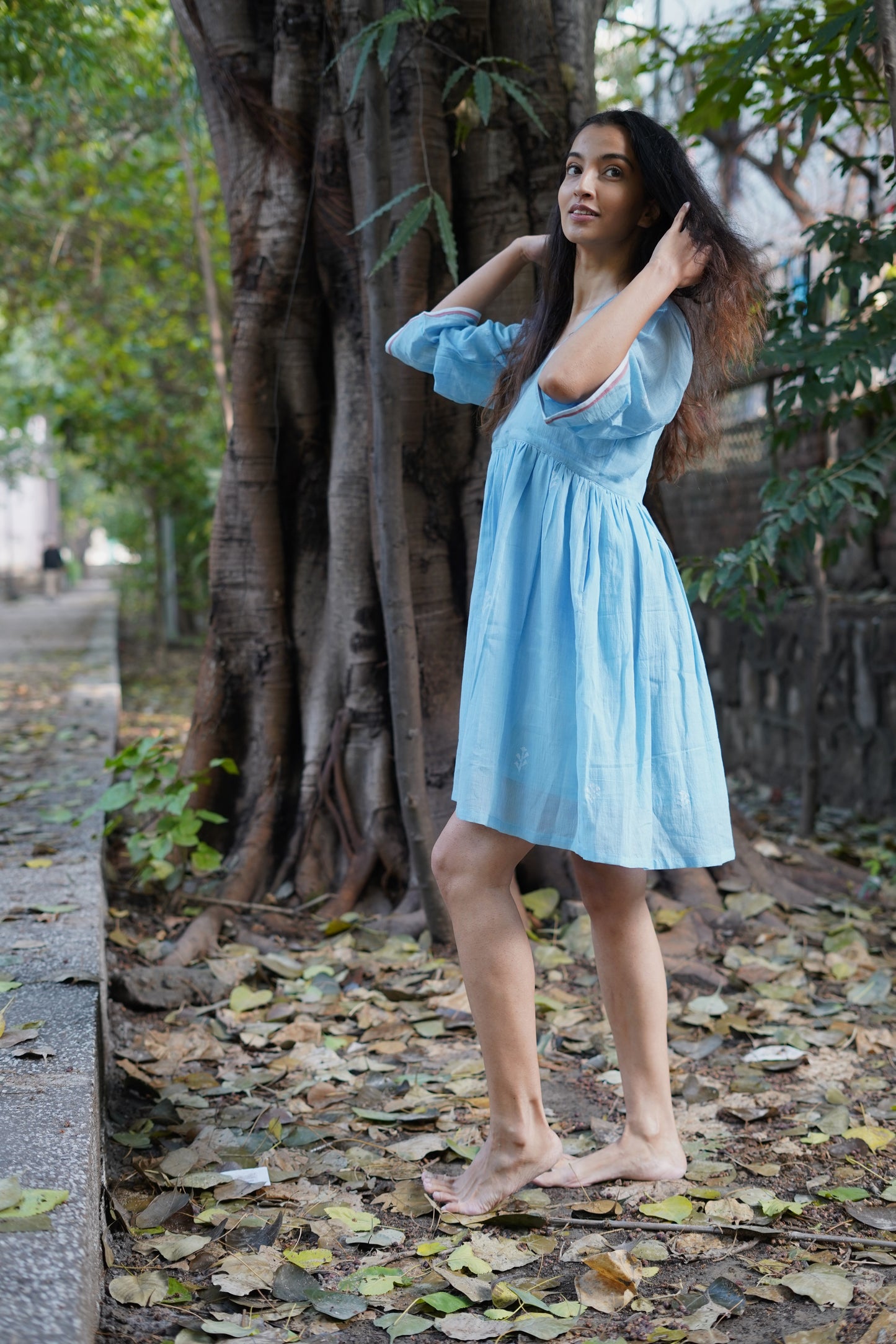 Sky light Handwoven Jamdani Dress