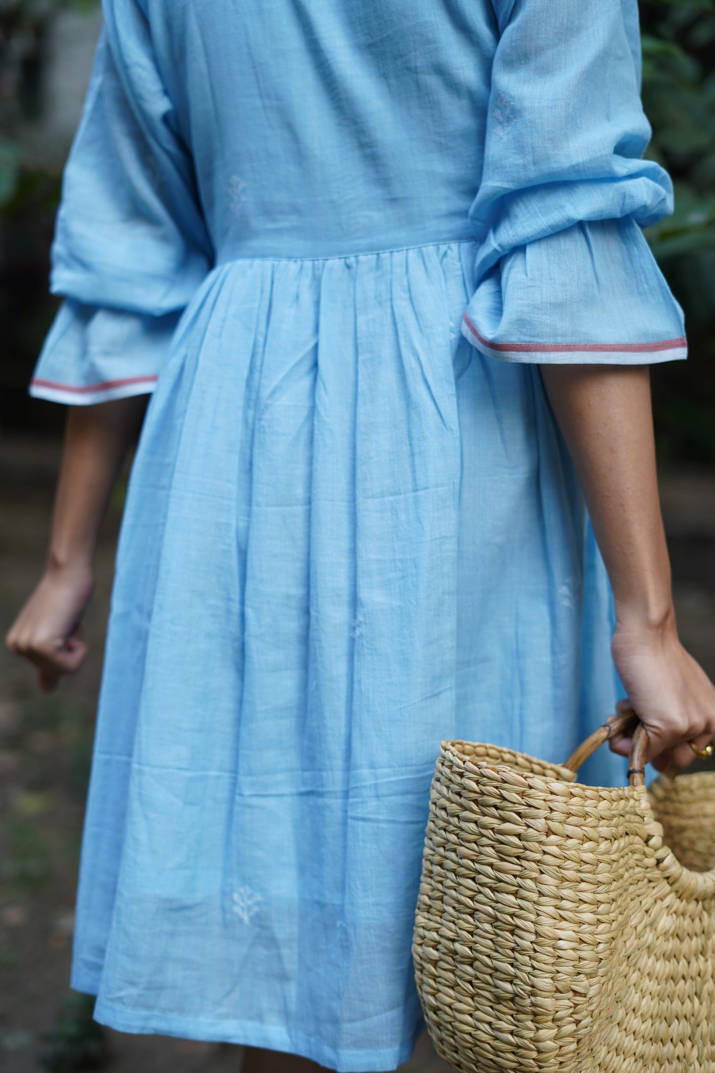 Sky light Handwoven Jamdani Dress