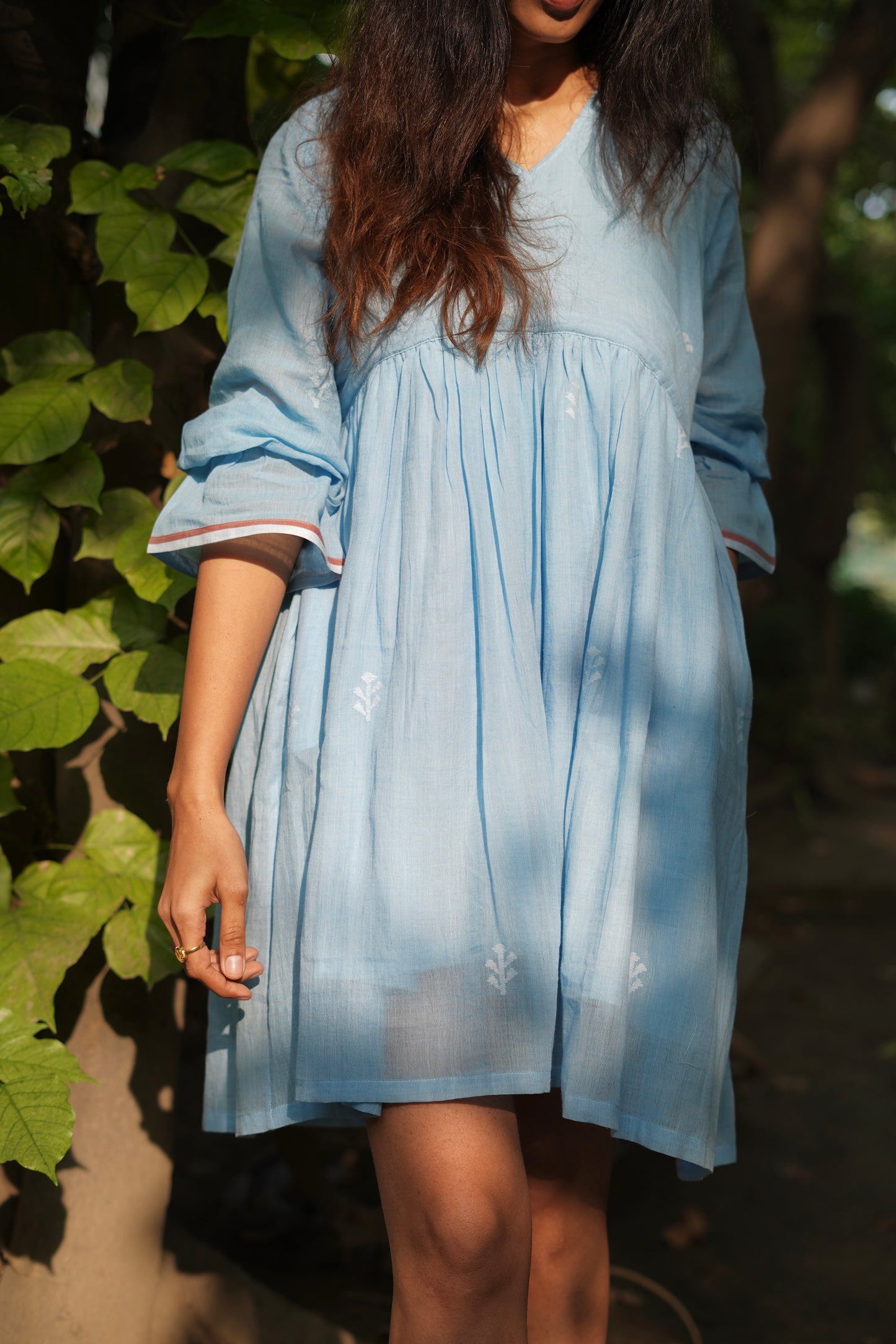Sky light Handwoven Jamdani Dress