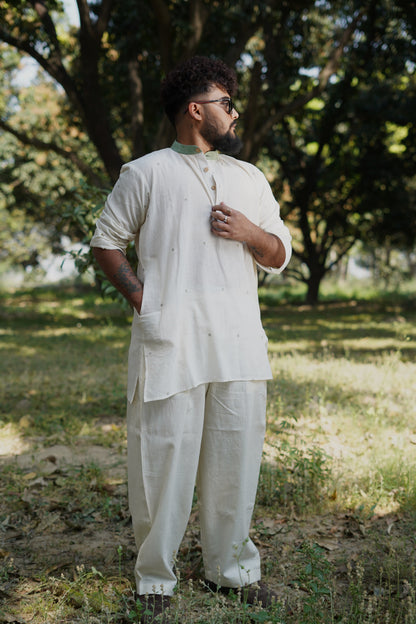 Handspun Khadi Men’s Trousers : Kora & White