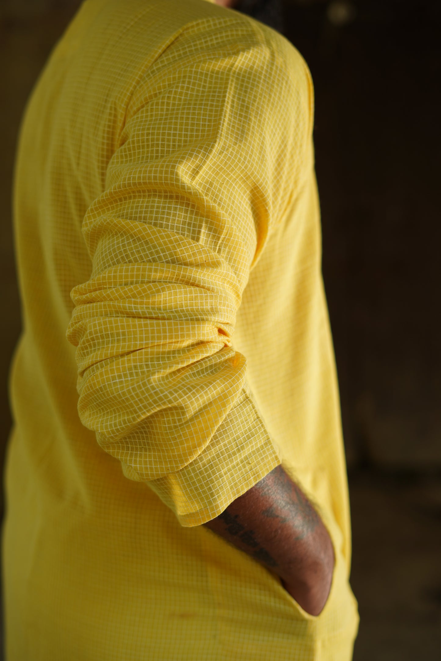 Handwoven Checkered & Solid Kurta - Available in 2 colors
