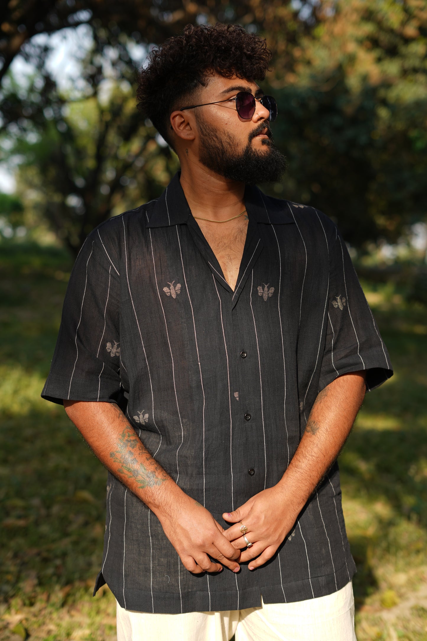 Black Jamdani Woven Men Shirt
