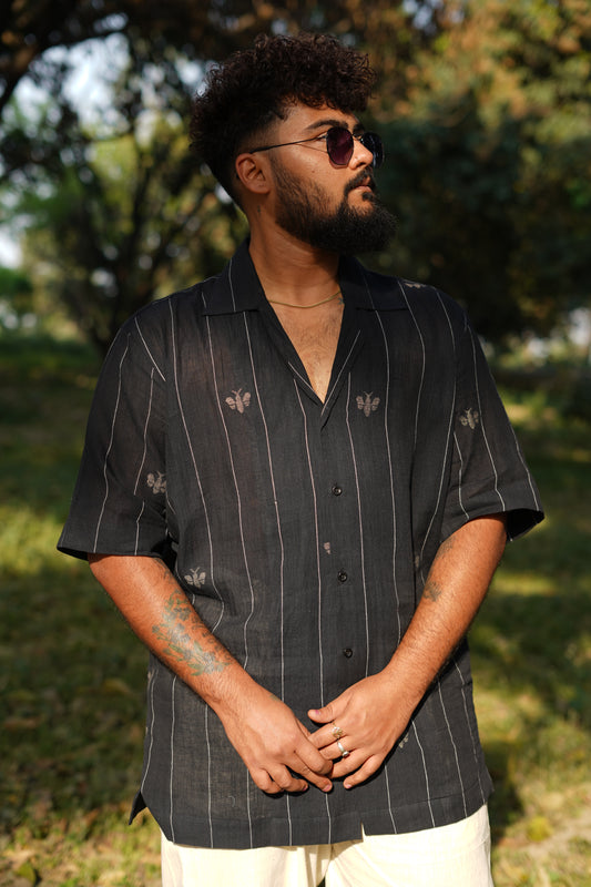 Black Jamdani Woven Men Shirt
