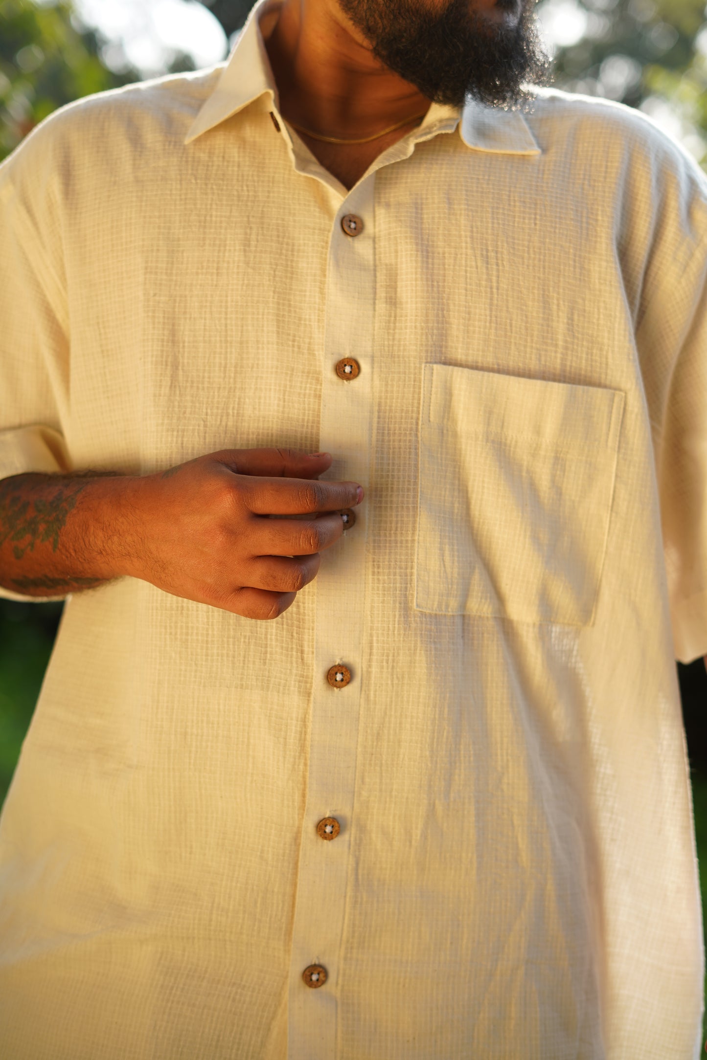 Checkered Handwoven Men Shirt - Kora Oversized
