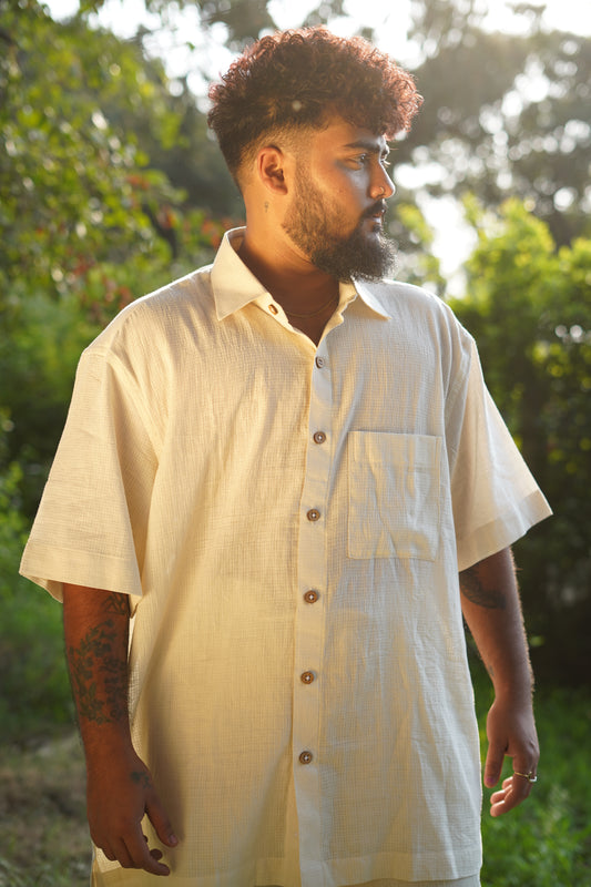 Checkered Handwoven Men Shirt - Kora Oversized