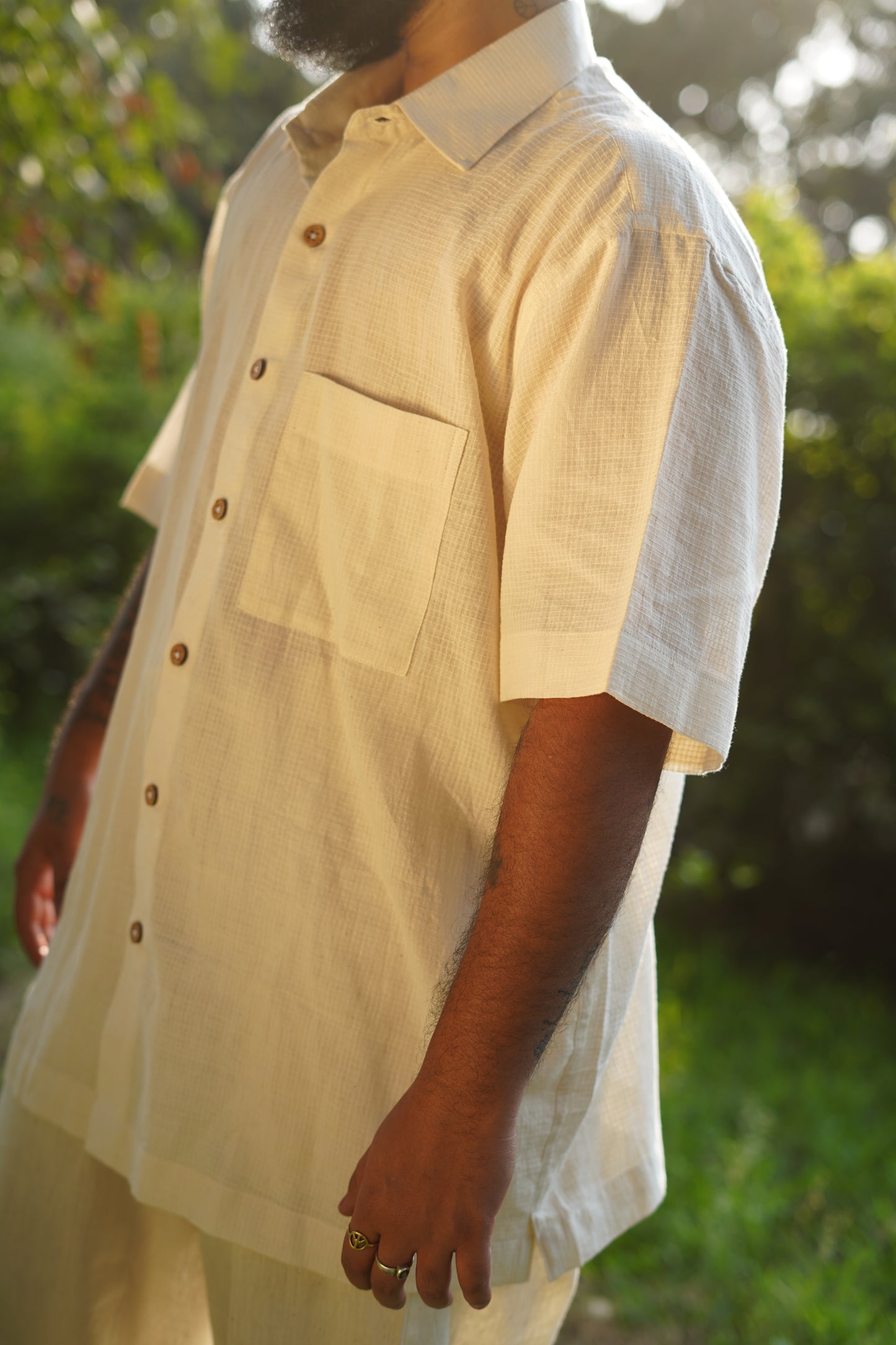 Checkered Handwoven Men Shirt - Kora Oversized