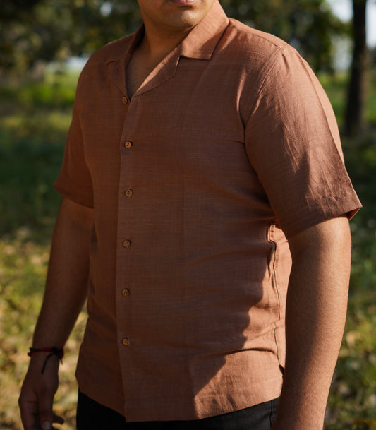 Red Sand Notched Shirt - Handwoven