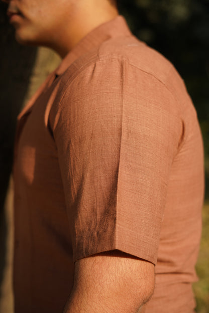 Red Sand Notched Shirt - Handwoven