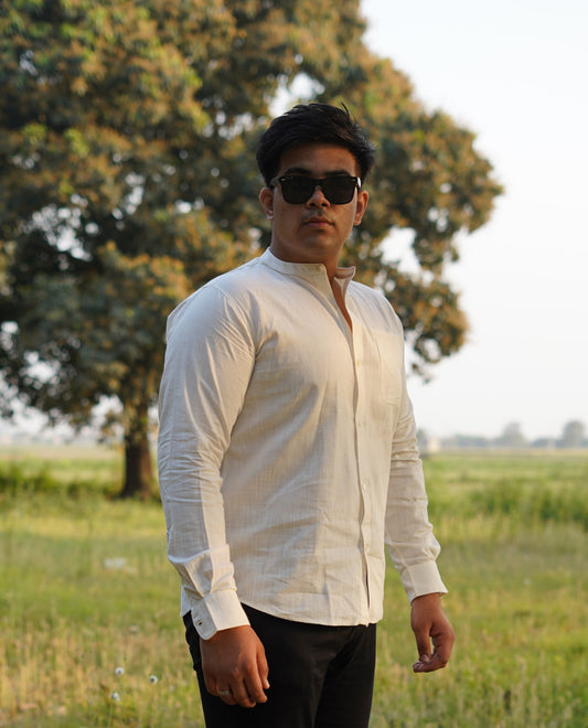 Off White Full sleeves Cotton Shirt