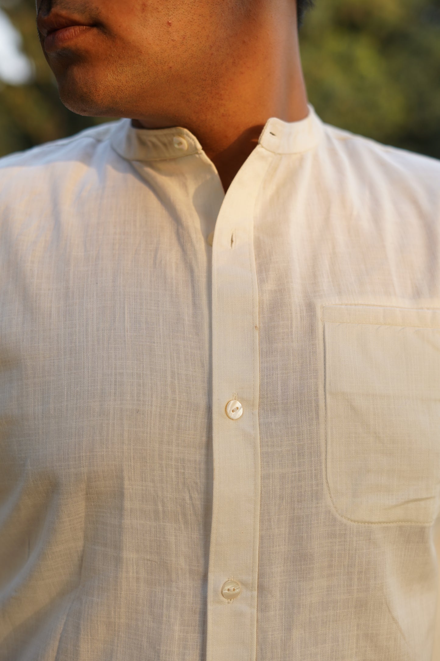 Off White Full sleeves Cotton Shirt