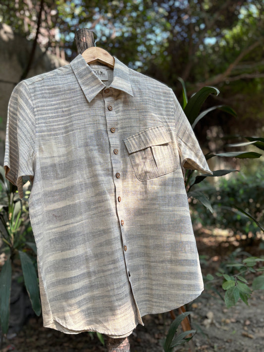 Tilted Pocket Handwoven Cotton Shirt