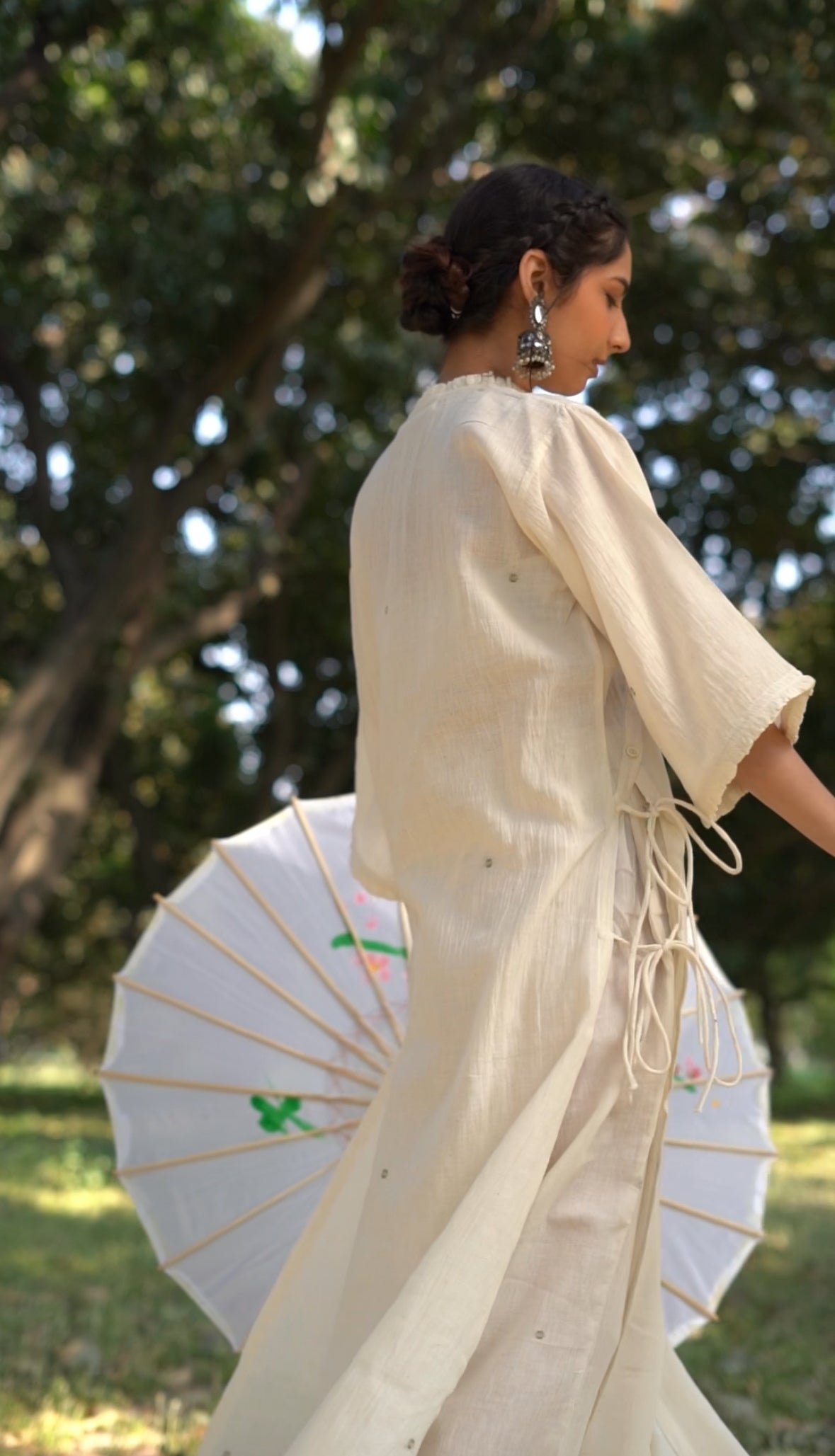 Off White Cocoon Jamdani Kurta - Handwoven